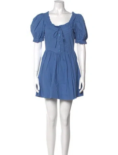 Pre-owned Doen Scoop Neck Mini Dress In Blue