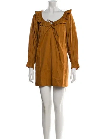 Pre-owned Doen Scoop Neck Mini Dress In Brown