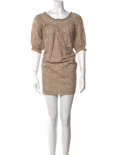 Pre-owned Doen Scoop Neck Mini Dress In Brown