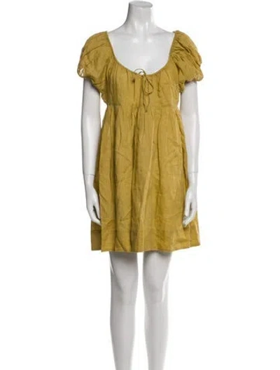 Pre-owned Doen Scoop Neck Mini Dress In Green