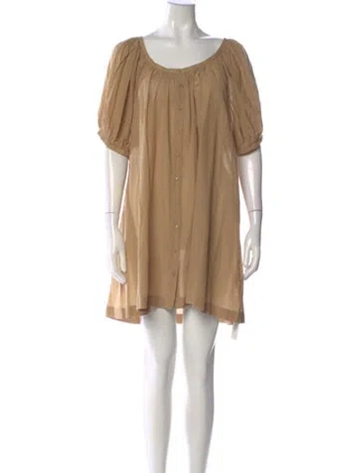 Pre-owned Doen Scoop Neck Mini Dress In Neutral
