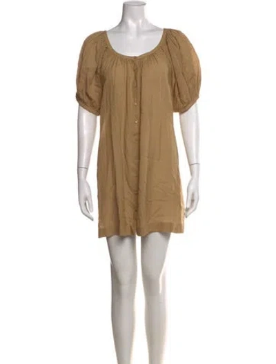 Pre-owned Doen Scoop Neck Mini Dress In Neutral