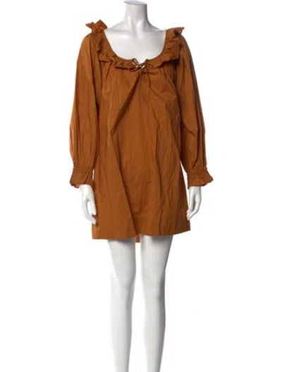 Pre-owned Doen Scoop Neck Mini Dress W/ Tags In Brown