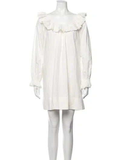 Pre-owned Doen Scoop Neck Mini Dress In White