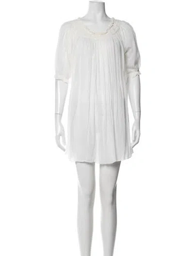 Pre-owned Doen Scoop Neck Mini Dress In White