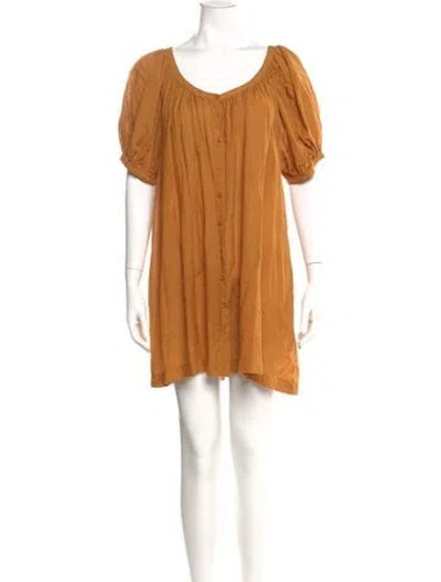 Pre-owned Doen Scoop Neck Mini Dress In Yellow