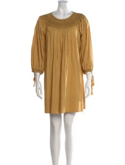 Pre-owned Doen Scoop Neck Mini Dress In Yellow