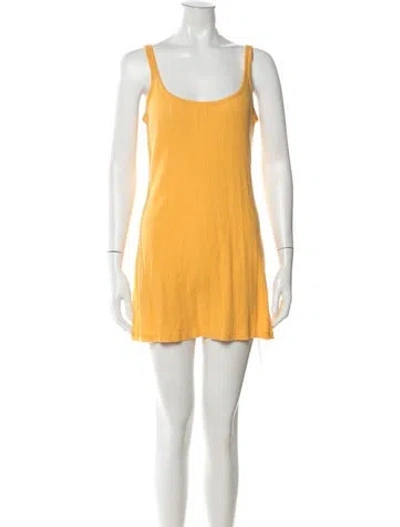 Pre-owned Doen Scoop Neck Mini Dress In Yellow