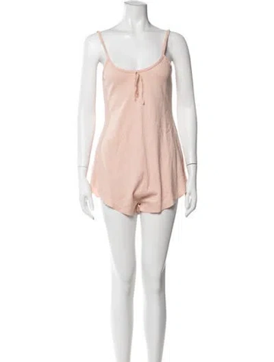 Pre-owned Doen Scoop Neck Romper In Pink