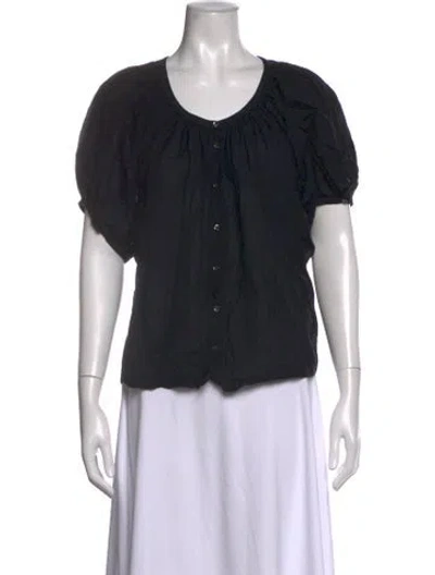 Pre-owned Doen Scoop Neck Short Sleeve Blouse In Black