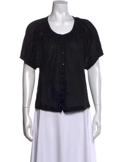 Pre-owned Doen Scoop Neck Short Sleeve Blouse In Black