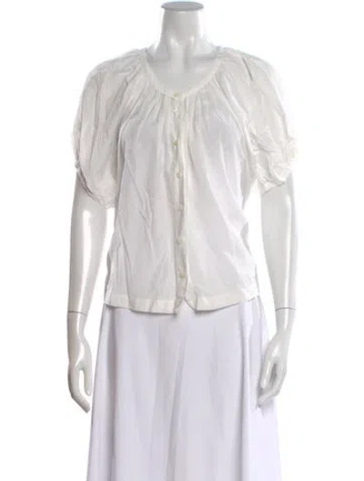 Pre-owned Doen Scoop Neck Short Sleeve Blouse In Neutral