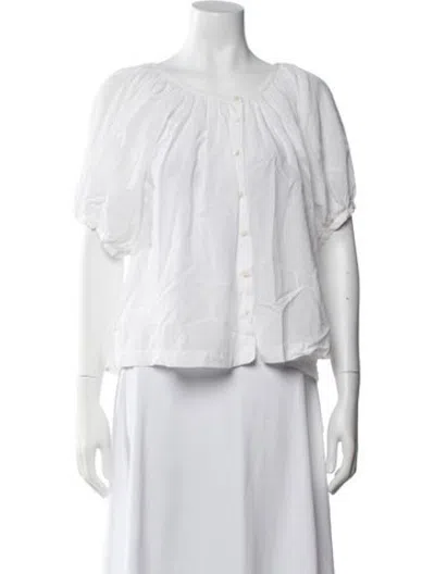Pre-owned Doen Scoop Neck Short Sleeve Blouse In Neutrals