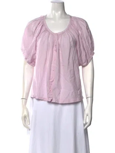 Pre-owned Doen Scoop Neck Short Sleeve Blouse In Purple