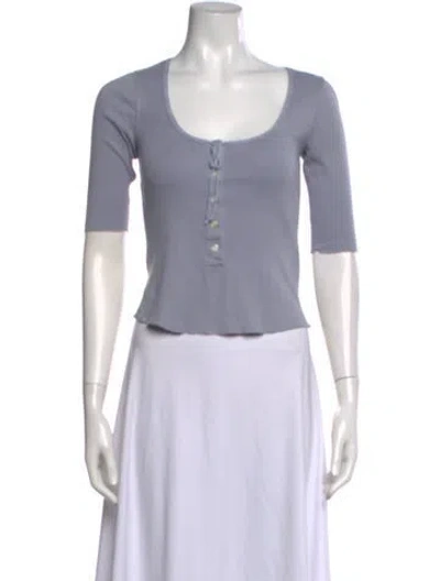 Pre-owned Doen Scoop Neck Short Sleeve Top In Blue