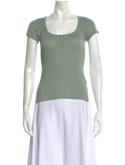 Pre-owned Doen Scoop Neck Short Sleeve Top In Green