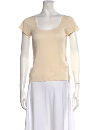 Pre-owned Doen Scoop Neck Short Sleeve Top In Neutral