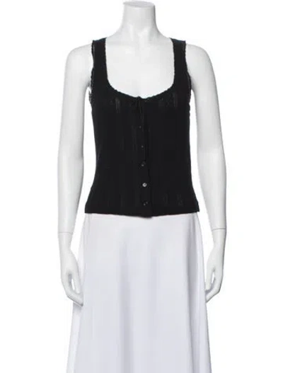 Pre-owned Doen Scoop Neck Sleeveless Button-up Top In Black/white