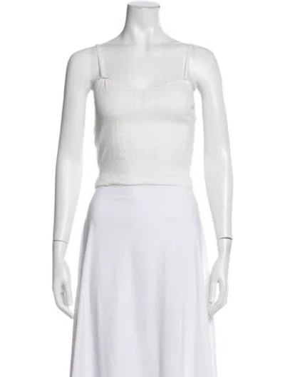 Pre-owned Doen Scoop Neck Sleeveless Crop Top In White
