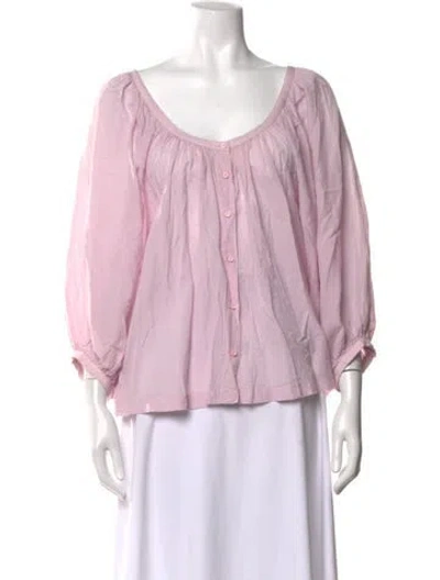Pre-owned Doen Scoop Neck Three-quarter Sleeve Blouse In Purple