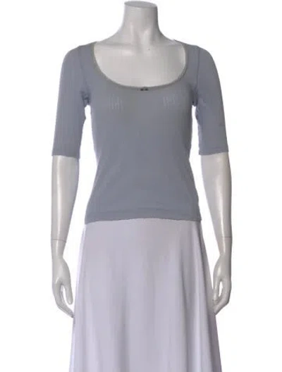 Pre-owned Doen Scoop Neck Three-quarter Sleeve Top In Blue