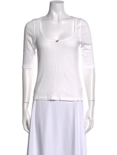 Pre-owned Doen Scoop Neck Three-quarter Sleeve Top In White