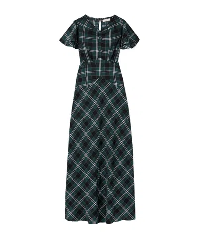 Doen Seraphine Checked Cotton-twill Midi Dress In Green