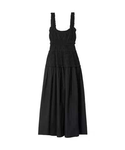 Doen Shirred Scoop-neck Dress In Black