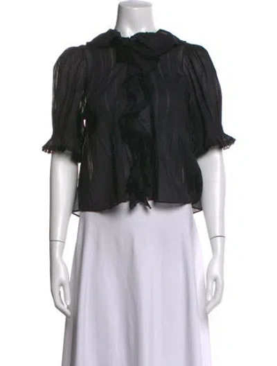 Pre-owned Doen Short Sleeve Blouse In Black