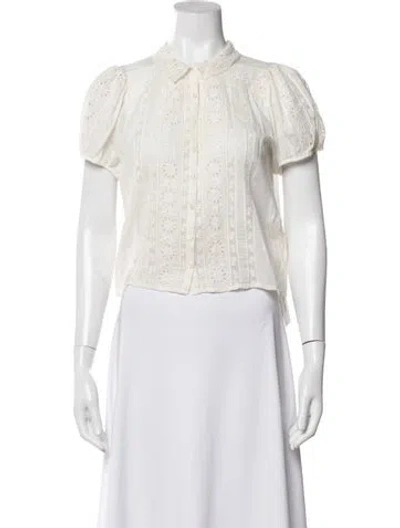 Pre-owned Doen Short Sleeve Blouse In Neutral