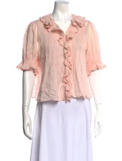 Pre-owned Doen Short Sleeve Blouse In Pink