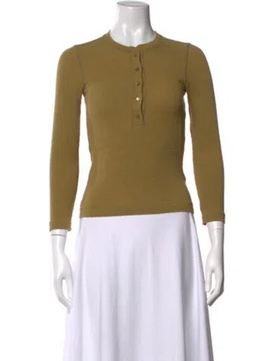 Pre-owned Doen Silk Crew Neck Sweater In Green