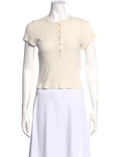 Pre-owned Doen Silk Crew Neck Sweater In White