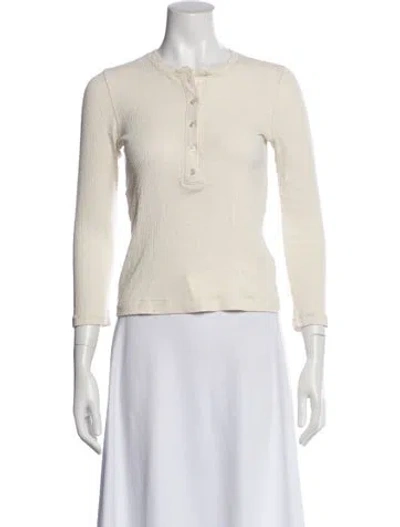 Pre-owned Doen Silk Crew Neck Sweater In White