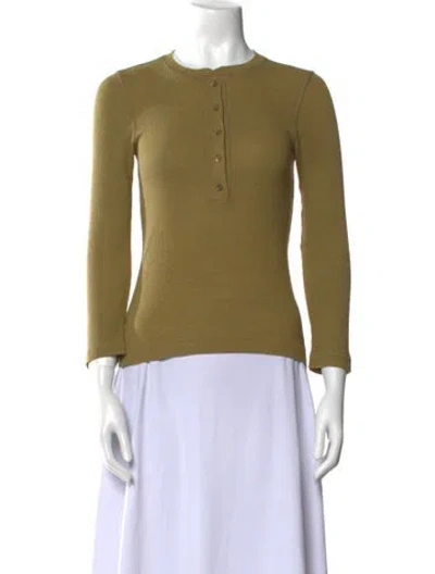 Pre-owned Doen Silk Crew Neck Top In Brown