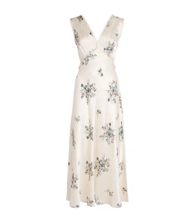 Doen Silk Floral Tahlia Midi Dress In White