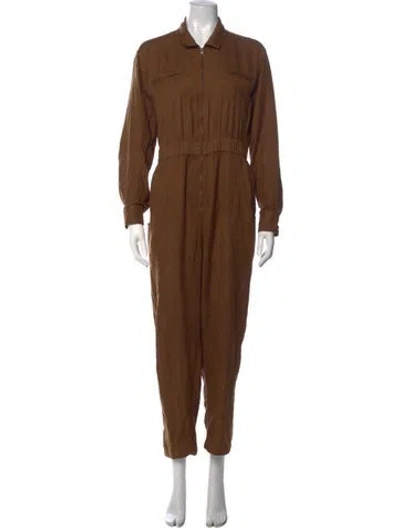 Pre-owned Doen Silk Jumpsuit In Green