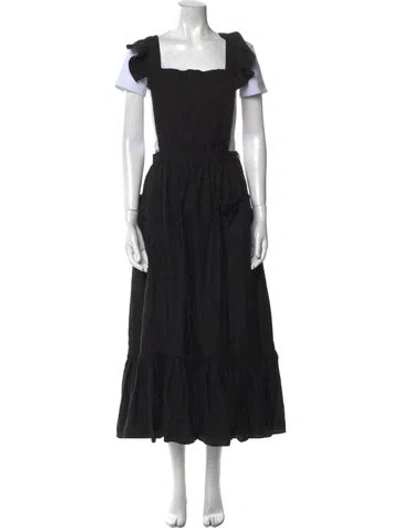 Pre-owned Doen Silk Long Dress In Black