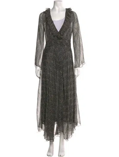 Pre-owned Doen Silk Long Dress In Black