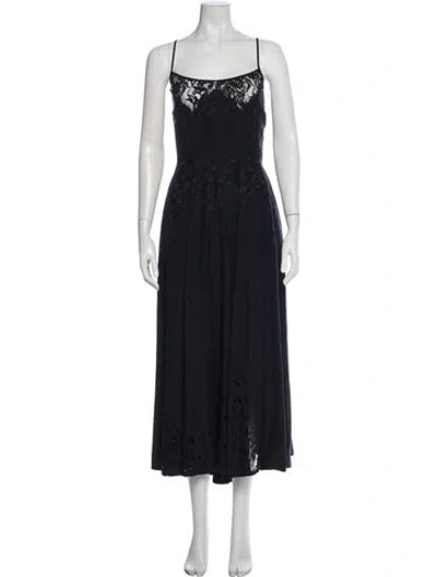 Pre-owned Doen Silk Long Dress In Black