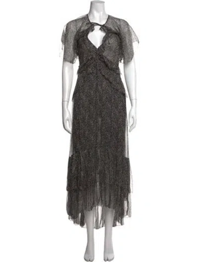 Pre-owned Doen Silk Long Dress In Black