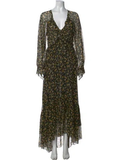 Pre-owned Doen Silk Long Dress In Black
