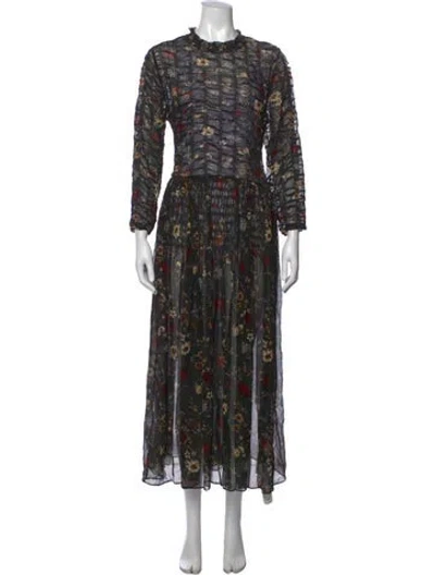 Pre-owned Doen Silk Long Dress In Black