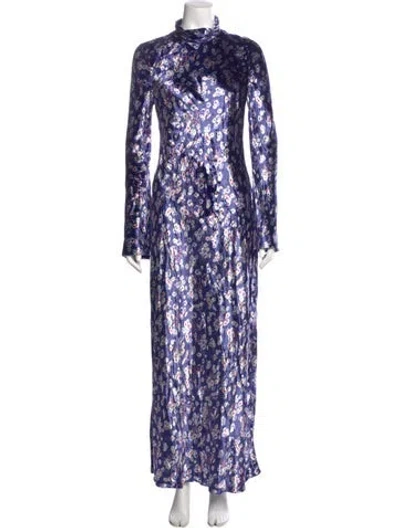 Pre-owned Doen Silk Long Dress In Blue