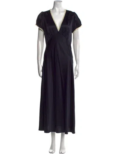 Pre-owned Doen Silk Long Dress In Blue