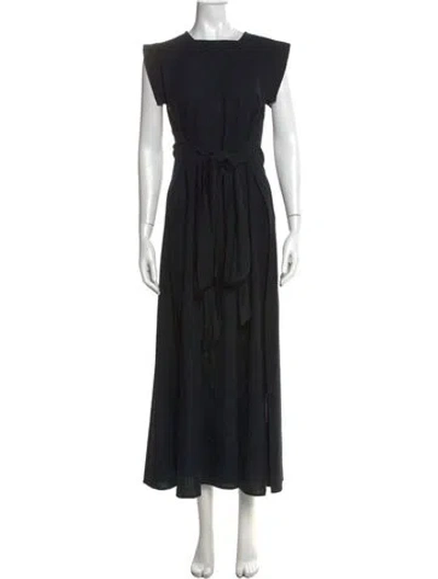 Pre-owned Doen Silk Long Dress In Blue
