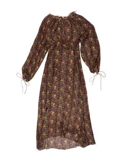 Pre-owned Doen Silk Long Dress In Blue