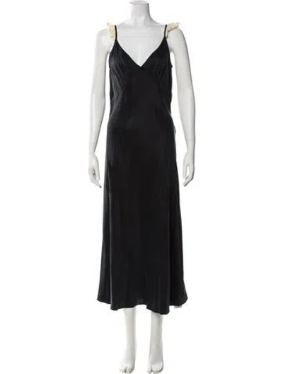 Pre-owned Doen Silk Long Dress In Gray