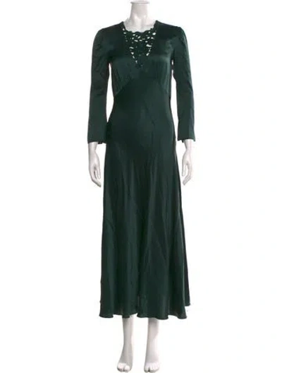 Pre-owned Doen Silk Long Dress In Green