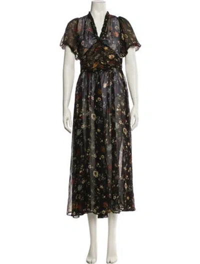 Pre-owned Doen Silk Long Dress In Multi
